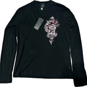 Roberto Cavalli Large Black Long Sleeve Men's Shirt